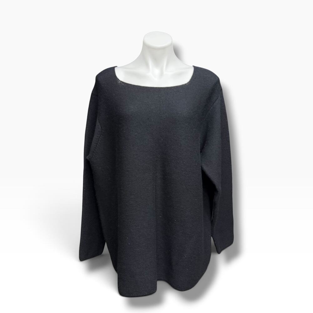 Vintage Herman Geist 100% Wool Sweater Womens 2X Black Pullover NWT Made Taiwan